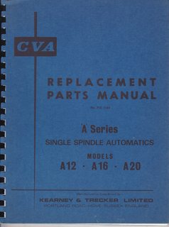CVA Kearney Trecker, Single Spidnle Automatics, A Series Replacement Parts Manual