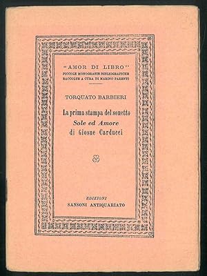La prima stampa del sonetto "Sole e Amore" di Giosue Carducci.