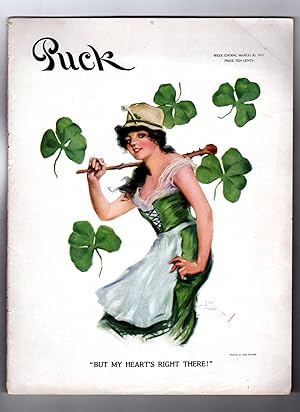 Puck Magazine / March 20, 1915 Issue / Lou Mayer St. Patrick's Day Cover; Pierce-Arrow Rear Cover