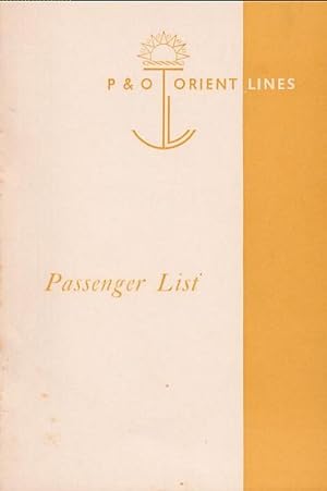 Image du vendeur pour PASSENGER LIST - S.S. ORIANA, leaving Sydney on 8th of May 1961 mis en vente par Jean-Louis Boglio Maritime Books