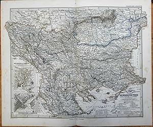 Ottoman Balkans Serbia Albania Bosnia Wallachia 1874 Petermann detailed map