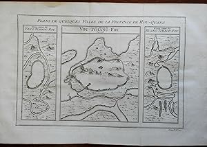 Cities of Hubei Province China Wuhan 1749 Didot engraved city plans