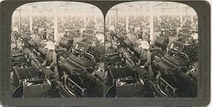 Stereo Foto Greensboro North Carolina USA, White Oak Cotton Mills, Weaving Room