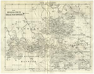 Bild des Verkufers fr Lithografie- Karte, n.Breitkopf & Hrtel, "Das Herzogthum Braunschweig.". zum Verkauf von Antiquariat Clemens Paulusch GmbH