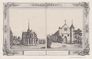 Imagen del vendedor de 2 Ansichten auf 1 Blatt, "Die Kirche zu Doberan" und "Die Capelle zu Althoff". a la venta por Antiquariat Clemens Paulusch GmbH