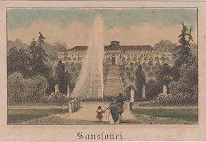 Bild des Verkufers fr Ansicht mit den Terrassen und der Fontaine, "Sanssouci". zum Verkauf von Antiquariat Clemens Paulusch GmbH