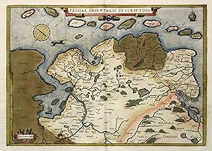 Kupferstich- Karte, n. J. Florianus aus Ortelius, "Frisiae orientalis descriptio".