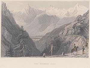 Bild des Verkufers fr Panorama der Berner Alpen, "The Bernese Alps.". zum Verkauf von Antiquariat Clemens Paulusch GmbH