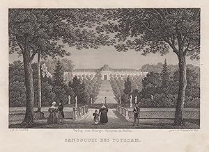 Bild des Verkufers fr Ansicht mit den Terrassen, "Sanssouci bei Potsdam". zum Verkauf von Antiquariat Clemens Paulusch GmbH
