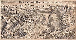 Bild des Verkufers fr Ansicht mit Schlo Lauffen, "Der Fall des Rheins in Lauffen". zum Verkauf von Antiquariat Clemens Paulusch GmbH