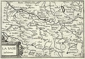 Kupferstich- Karte, b. Christophe Tassin, "La Saxe inferieure.".