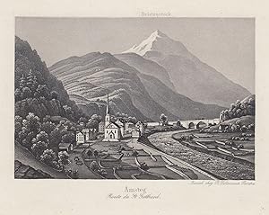 Bild des Verkufers fr Ansicht, "Amsteg, Route de St. Gotthard.". zum Verkauf von Antiquariat Clemens Paulusch GmbH