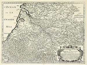 Kupferstich- Karte, b. C. Merian, "Gouvernement General Guienne et Gascogne er Pays circomvoisins...