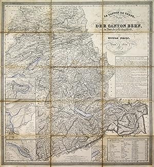 Lithografie- Karte, v. W. Scharrer n. Victor Weiss. "Le Canton de Berne, divisé en districts . De...