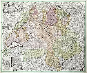 Kupferstich- Karte, b. Homann, "Potentisimae Helvetiorum Reipublicae .".