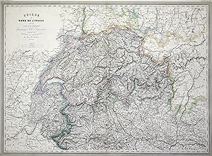Stahlstich- Karte, v. Ch. Dyonnet n. A.H. Dufour, "Suisse et Nord de L'Italie".
