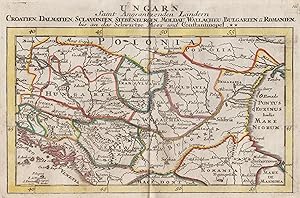 Bild des Verkufers fr Kupferstich- Karte, v. und b. G. Bodenehr, "Ungarn Samt Angrntzenden Lndern Croatien, Dalmatien, Sclavonien, Siebenbrgen, Moldau, Wallacheu, Bulgarien u. Romanien, bis an das Schwartze Meer und Constantinopel.". zum Verkauf von Antiquariat Clemens Paulusch GmbH