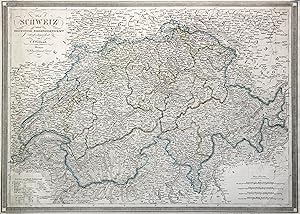 Kupferstich- Karte, v. C.F. Weiland b. Geo. Inst. Weimar, "Die Schweiz oder helvetische Eidgenoss...