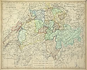 Kupferstich- Karte, v. Gaspari b. Geogr. Inst. Weimar, "Charte von der Schweiz .".