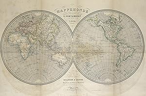 Imagen del vendedor de Stahlstich- Karte, v. Gobert u. Kollman b. Boulanger & Legrand "Mappemonde.". a la venta por Antiquariat Clemens Paulusch GmbH