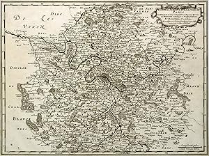 Kupferstich- Karte, v. Merian aus der Topographie, "Diocese, Prevoste et eslection de Paris .".