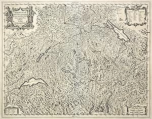Kupferstich- Karte, b. J. Janssonius, "Helvetiae, Rhetiae & Valesiae . vulgo Schweitzerland".