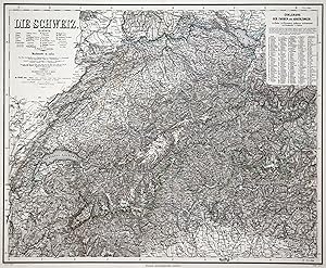 Stahlstich- Karte, v. Kratz n. Gräf, "Die Schweiz".