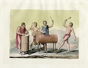 Antique Print-MUSICIANS-AZTEC-MEXICO-PL.LXXVI.-Ferrario-Bonatti-c.1827