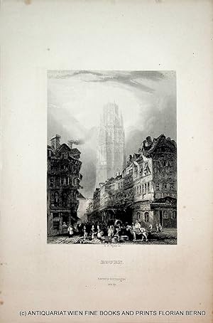 ROUEN, France, Ansicht, view, vue, original antique print about 1840