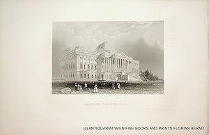 WASHINGTON, United States Capitol, view, original antique print about 1840