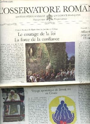 Seller image for L'Osservatore Romano dition hebdomadaire en langue franaise n22 LXIIe anne jeudi 2 juin 2011 - Audience  la congrgation mariale masculine de Ratisbonne - Regina caeli du 29 mai - messe du Cardinal Bertone pour Caritas Internationalis etc. for sale by Le-Livre