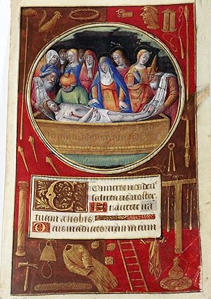 Seller image for Illuminated Manuscript Leaf: The Entombment, Miniature from a Book of Hours for sale by Manhattan Rare Book Company, ABAA, ILAB