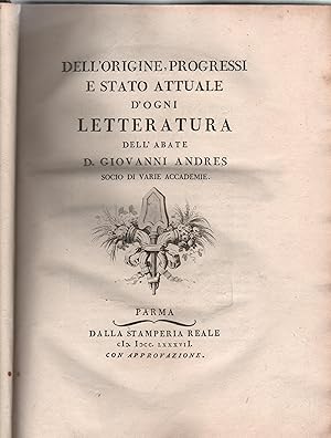 Imagen del vendedor de Dell'origine, progressi e stato attuale di ogni letteratura. Tomo terzo a la venta por Usatopoli libriusatierari