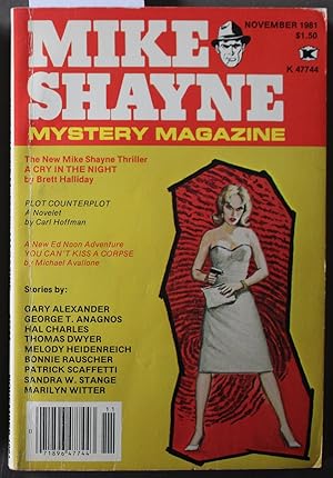 Image du vendeur pour Mike Shayne - Mystery Magazine (Pulp Digest Magazine); Vol. 45, No. 11 November 1981 Published by Renown Publications Inc. A Cry In The Night by Brett Halliday; Plot Counterplot by Carl Hoffman; You Cant Kiss A Corpse by Michael Avallone; mis en vente par Comic World