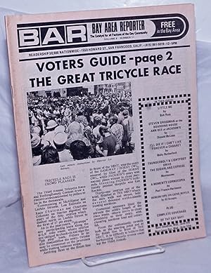 Bild des Verkufers fr B.A.R. Bay Area Reporter: the catalyst for all factions of the gay community, vol. 4, #11; Voter's Guide & The Great Tricycle Race zum Verkauf von Bolerium Books Inc.