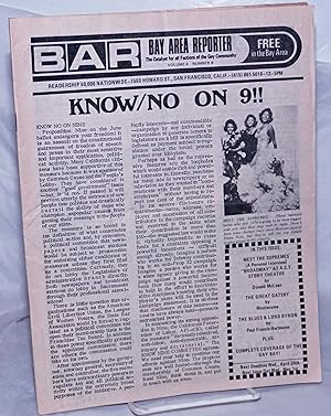 Immagine del venditore per B.A.R. Bay Area Reporter: the catalyst for all factions of the gay community, vol. 4, #8; Know/No on 9!! venduto da Bolerium Books Inc.
