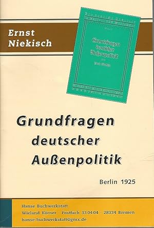 Bild des Verkufers fr Grundfragen deutscher Auenpolitik. Berlin 1925. zum Verkauf von Lewitz Antiquariat