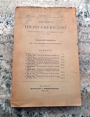 ARCHIVO IBERO AMERICANO. Estudios históricos sobre la orden Franciscana en España y sus misiones....