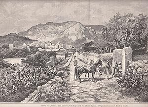 Seller image for Bilder aus Italien: Blick auf die Stadt Capri und den Monte Solaro. Schne Ansicht, im Vordergrund Mann mit Pferden. for sale by Antiquariat Hild