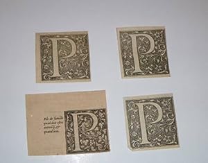 A collection of 16 historiated and woodcut initials from the 16th-17th Centuries. Letter P.