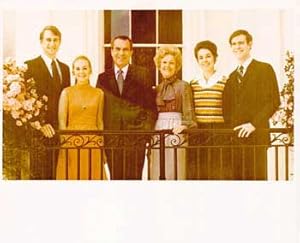 Original official White House photograph of First Family: President Richard Nixon, First Lady Pat...