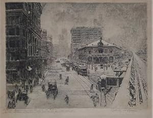 Herald Square, New York - U.S.A. Original etching.