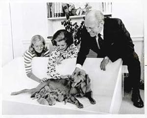 Original official White House photograph of President Gerald Ford, First Lady Betty Ford, and Fir...