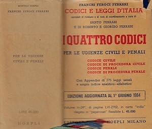 Seller image for O quattro codici per le udienze civili e penali for sale by Biblioteca di Babele