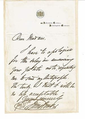 Imagen del vendedor de AUTOGRAPH LETTER SIGNED by the English Tenor SIMS REEVES. a la venta por Blue Mountain Books & Manuscripts, Ltd.