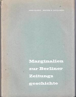 Seller image for Marginalien zur Berliner Zeitungsgeschichte. for sale by Antiquariat Carl Wegner