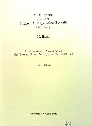 Bild des Verkufers fr Prodromus einer Monographie der Gattung Ocotea aubl. (Lauraceae) sensu lato. Mitteilungen aus dem Institut fr Allgemeine Botanik Hamburg, 20. Band zum Verkauf von books4less (Versandantiquariat Petra Gros GmbH & Co. KG)