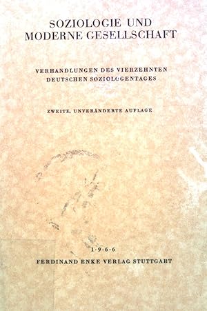 Imagen del vendedor de Verhandlungen des vierzehnten Deutschen Soziologentages vom 20. bis 24. Mai 1959 in Berlin. a la venta por books4less (Versandantiquariat Petra Gros GmbH & Co. KG)