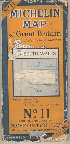 Michelin Map of Great Britain. No. 11 South Wales. Scale 3.15 miles to an inch