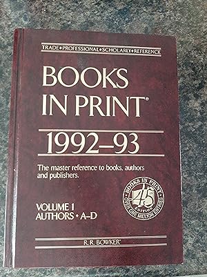 Seller image for Books in Print, 1992-93, Volume 1 for sale by Darby Jones